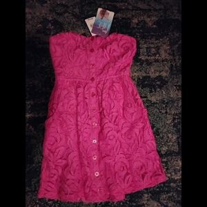 Pink Strapless Button-Down Dress